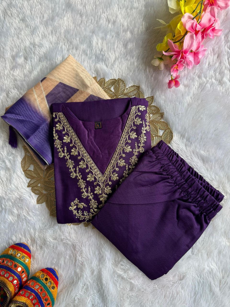 Dark Purple Comfy Kurti Set