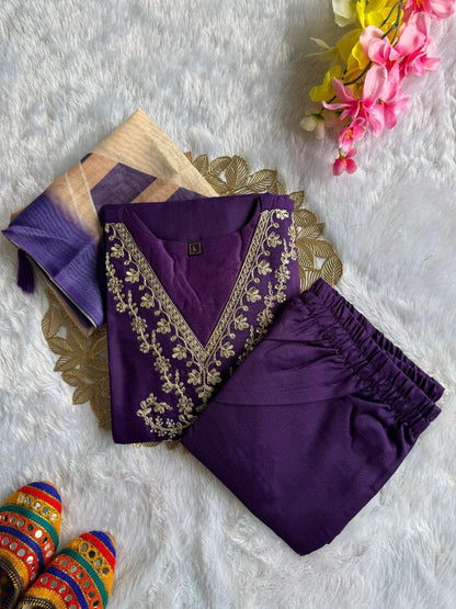 Dark Purple Comfy Kurti Set