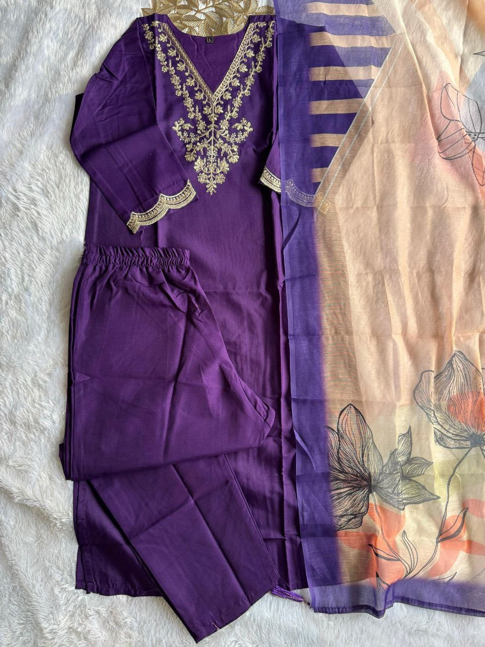 Dark Purple Comfy Kurti Set