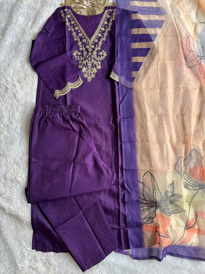 Dark Purple Comfy Kurti Set