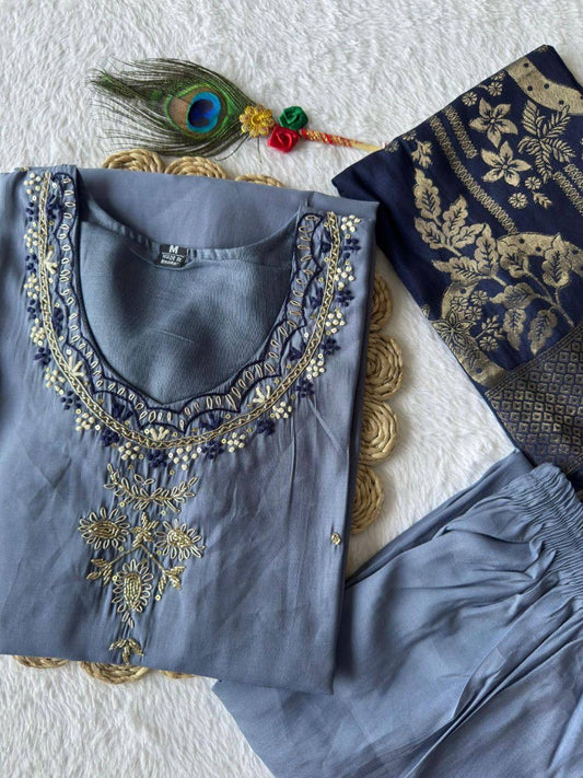 Dusty Blue Comfy Kurti Set