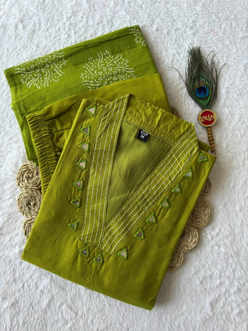Parrot Green Comfy Kurti Set