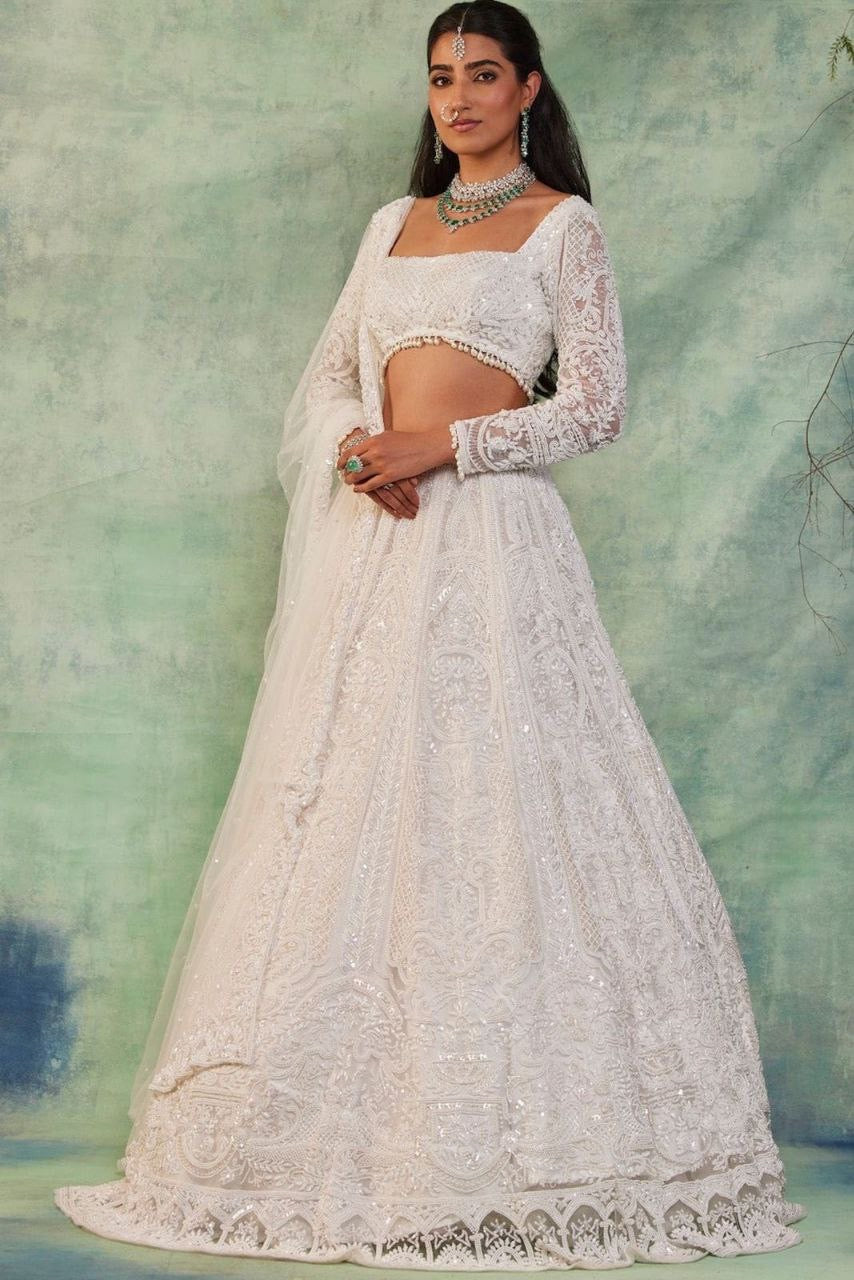 MALILA — White Dreamy Lehenga x Embroidery Work