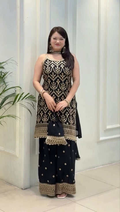 ISHIKA —Designer Pallazo Suit with Free Potli Bag Set