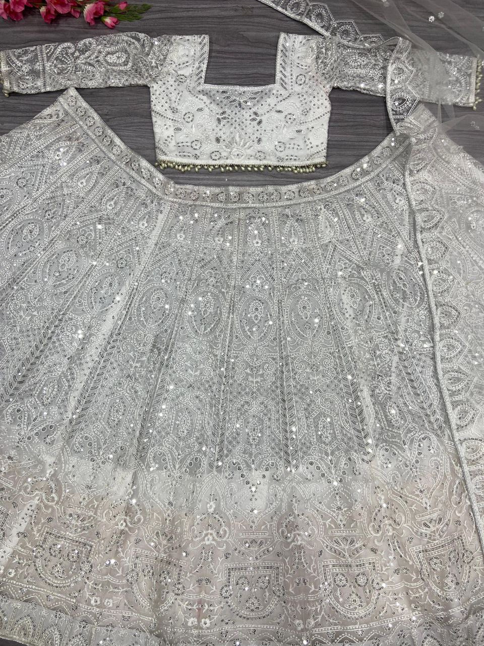 MALILA — White Dreamy Lehenga x Embroidery Work