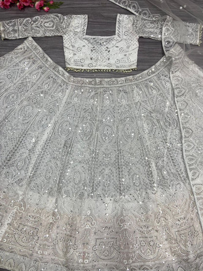 MALILA — White Dreamy Lehenga x Embroidery Work