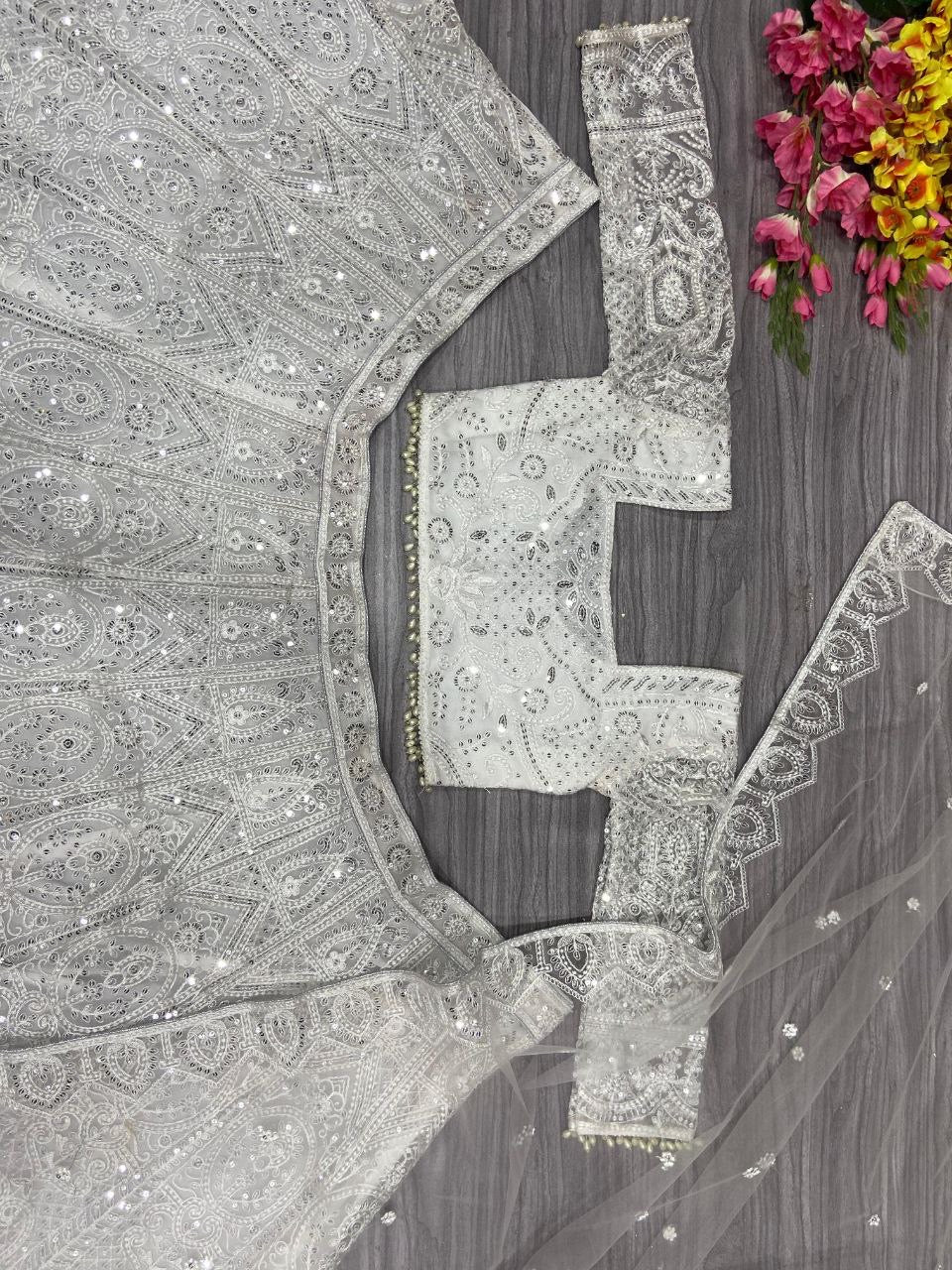 MALILA — White Dreamy Lehenga x Embroidery Work