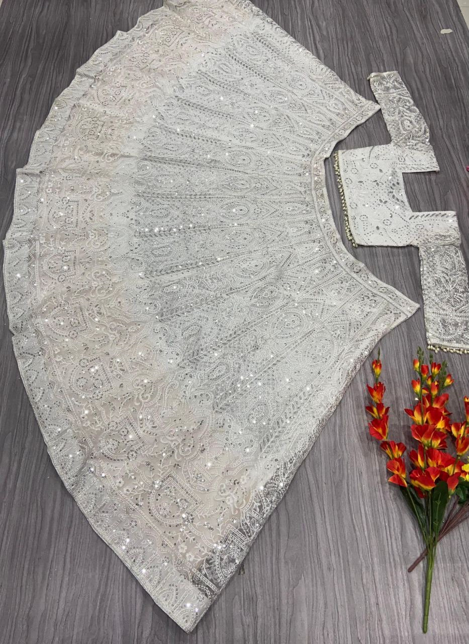 MALILA — White Dreamy Lehenga x Embroidery Work