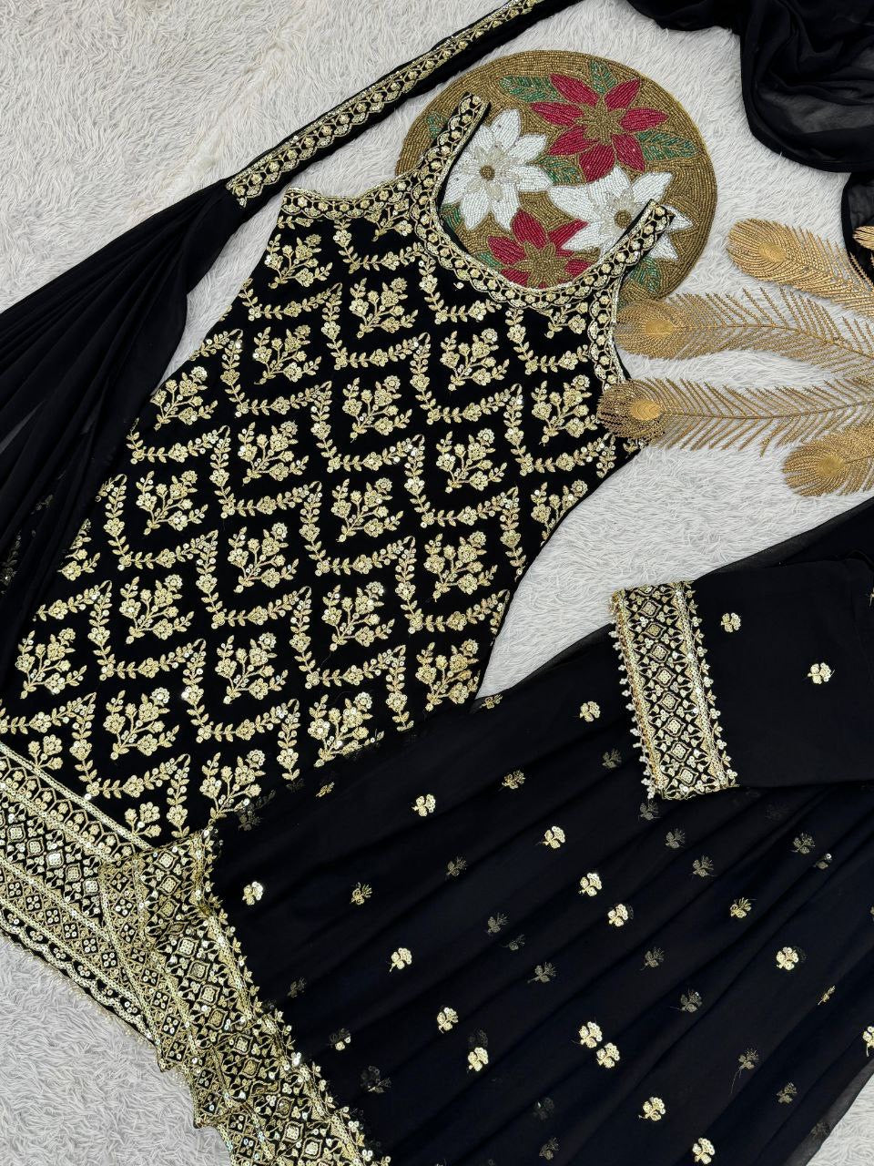 ISHIKA —Designer Pallazo Suit with Free Potli Bag Set