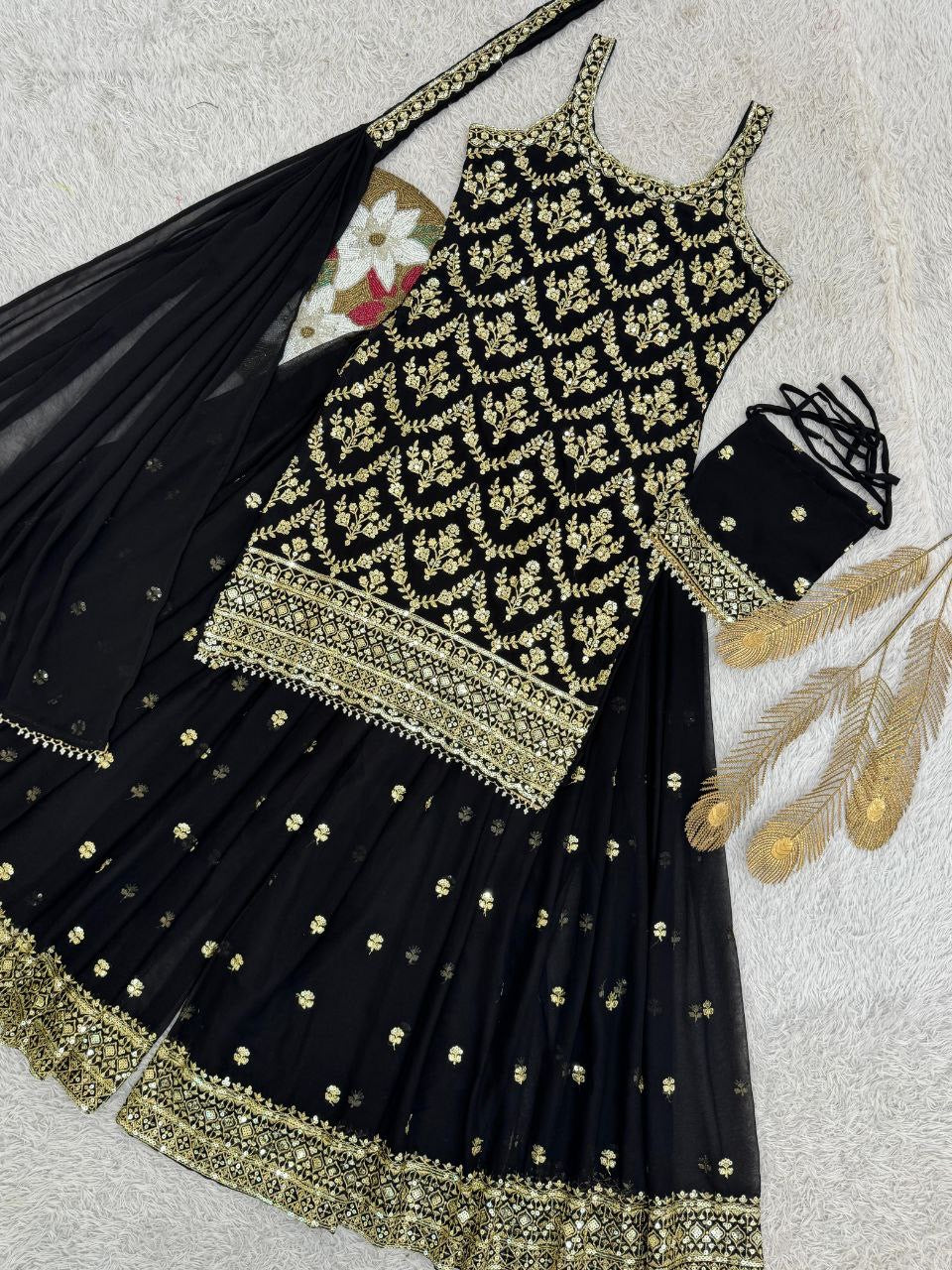 ISHIKA —Designer Pallazo Suit with Free Potli Bag Set