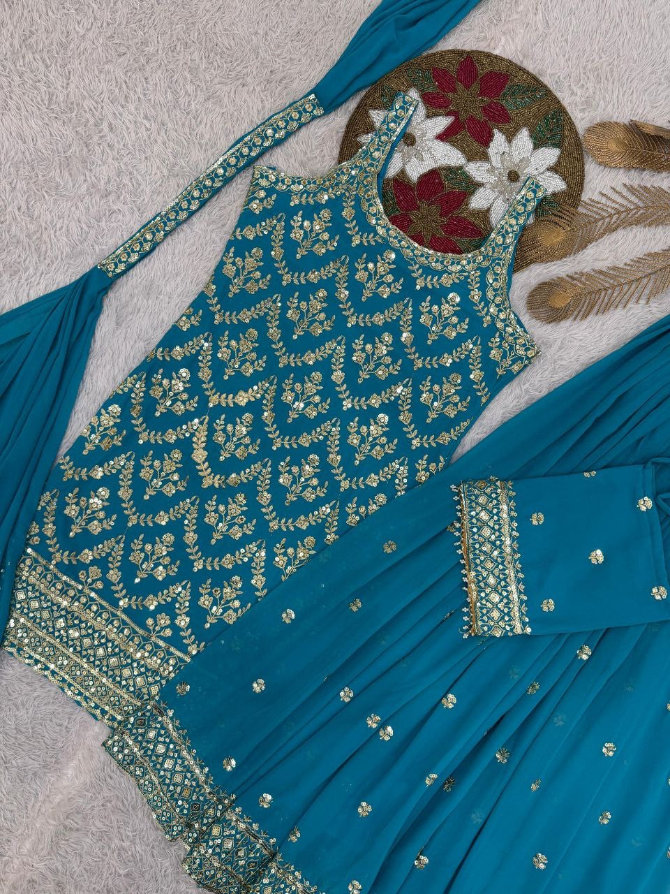 ISHIKA —Designer Pallazo Suit with Free Potli Bag Set