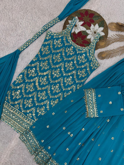 ISHIKA —Designer Pallazo Suit with Free Potli Bag Set