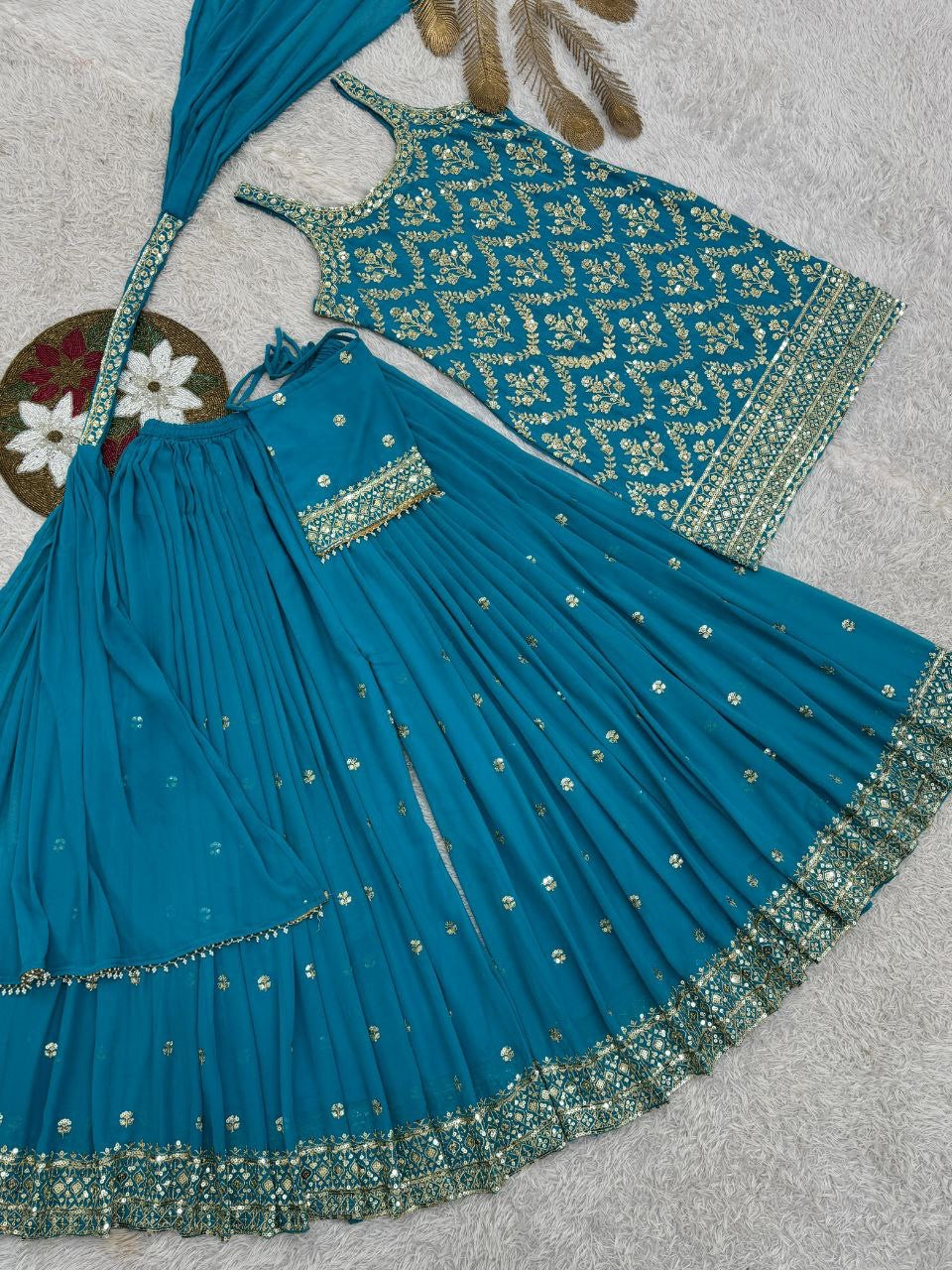 ISHIKA —Designer Pallazo Suit with Free Potli Bag Set