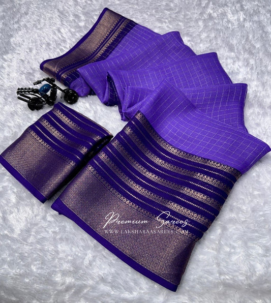 RADHI — Mysore Georgette Saree in contrast border & blouse