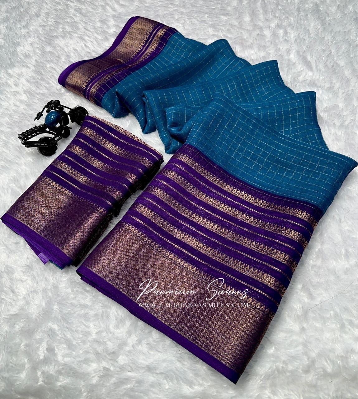 RADHI — Mysore Georgette Saree in contrast border & blouse
