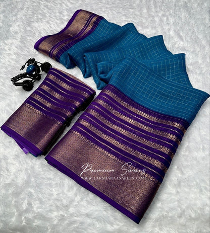 RADHI — Mysore Georgette Saree in contrast border & blouse