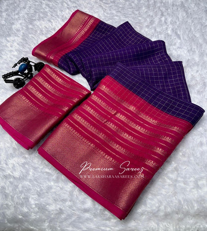 RADHI — Mysore Georgette Saree in contrast border & blouse