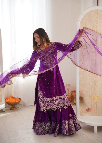 INAYA — Velvet Sharara suit - Laksharaa Sarees
