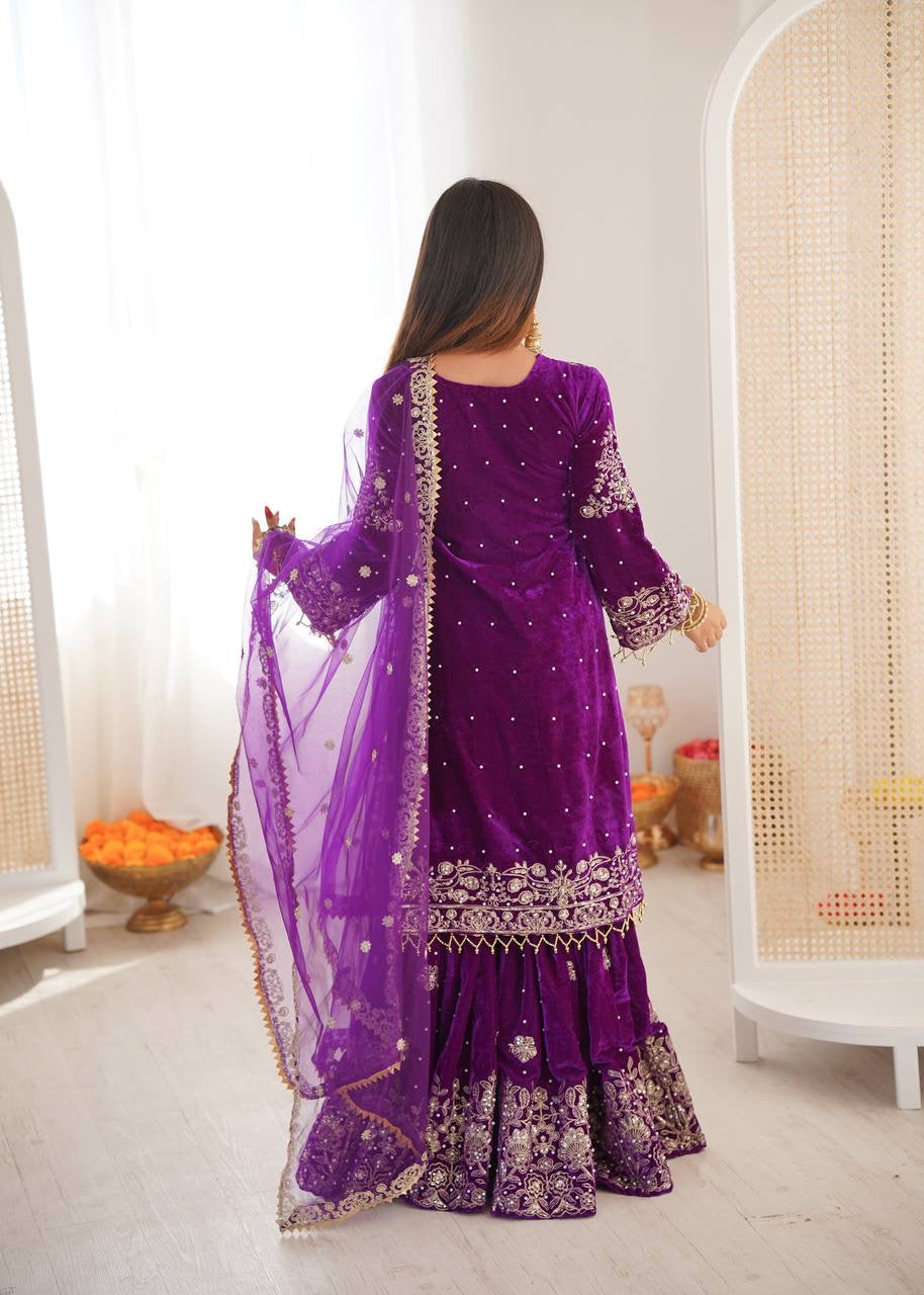 INAYA — Velvet Sharara suit - Laksharaa Sarees