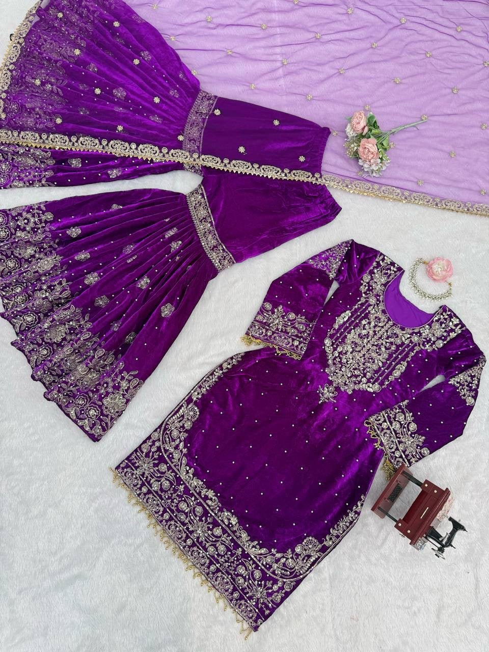 INAYA — Velvet Sharara suit - Laksharaa Sarees