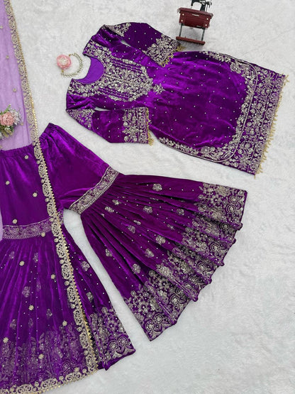 INAYA — Velvet Sharara suit - Laksharaa Sarees