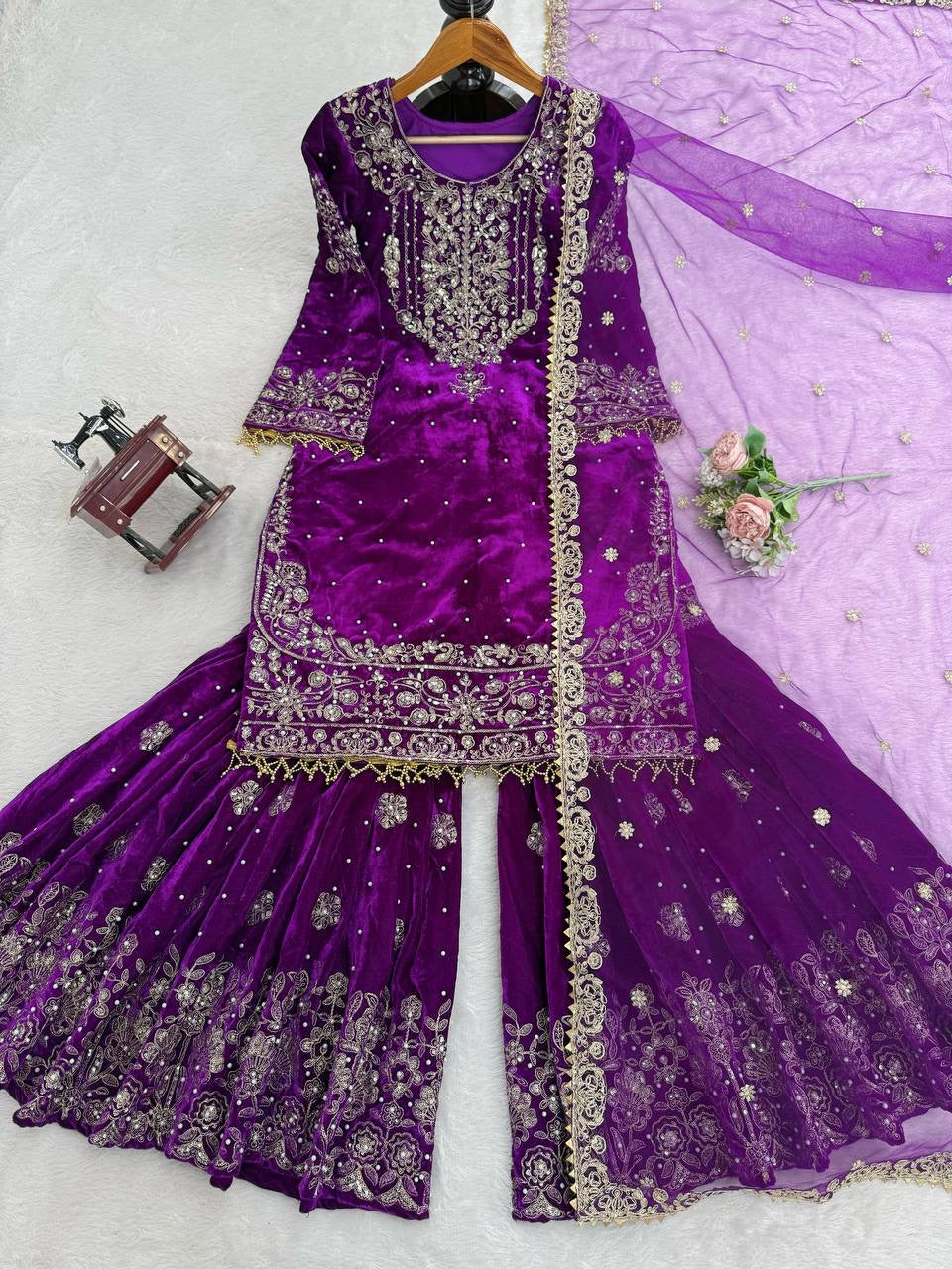 INAYA — Velvet Sharara suit - Laksharaa Sarees
