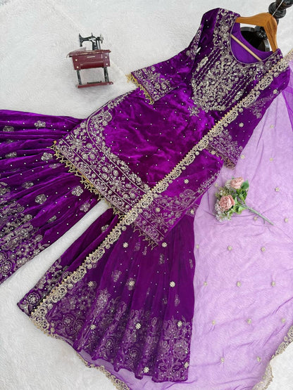 INAYA — Velvet Sharara suit - Laksharaa Sarees
