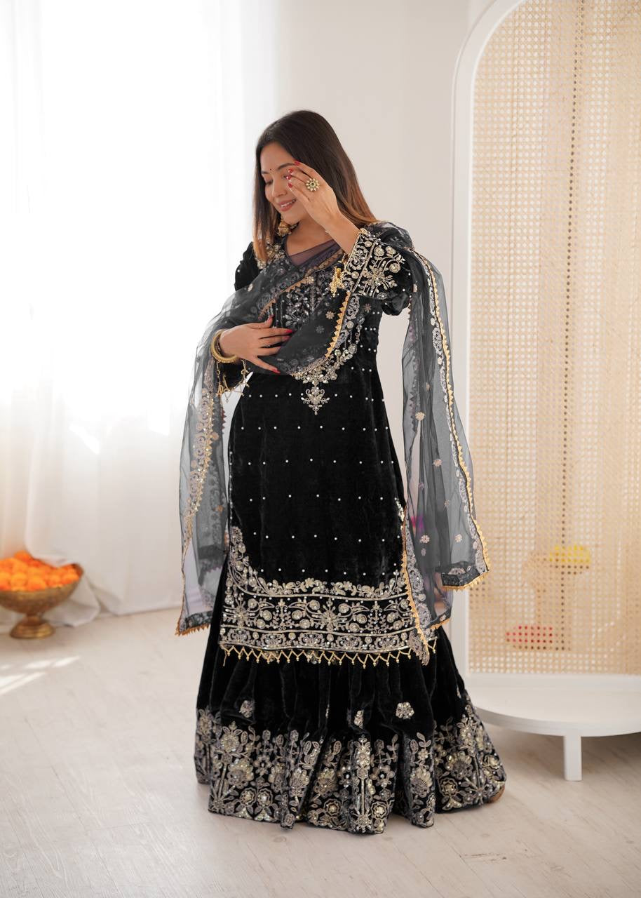 INAYA — Velvet Sharara suit - Laksharaa Sarees