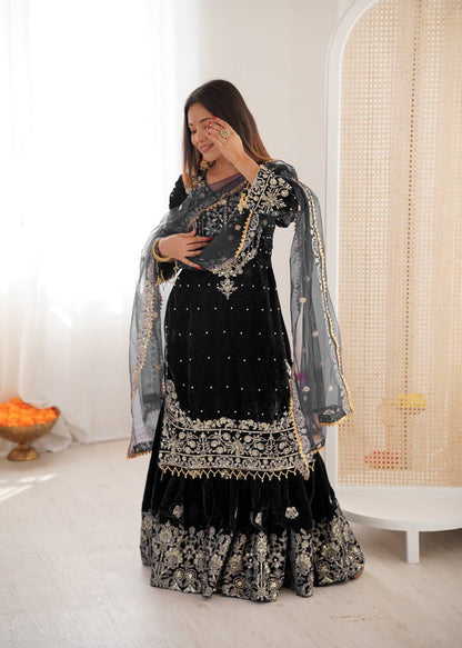 INAYA — Velvet Sharara suit - Laksharaa Sarees