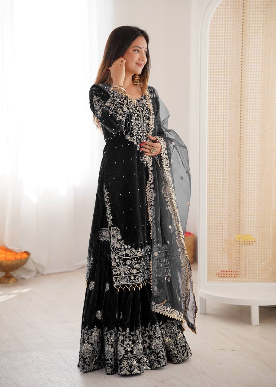 INAYA — Velvet Sharara suit - Laksharaa Sarees