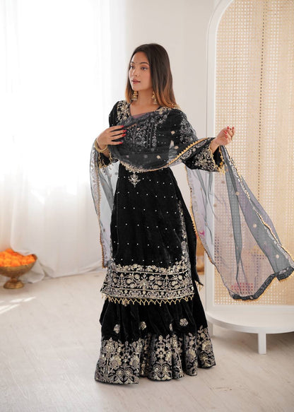 INAYA — Velvet Sharara suit - Laksharaa Sarees