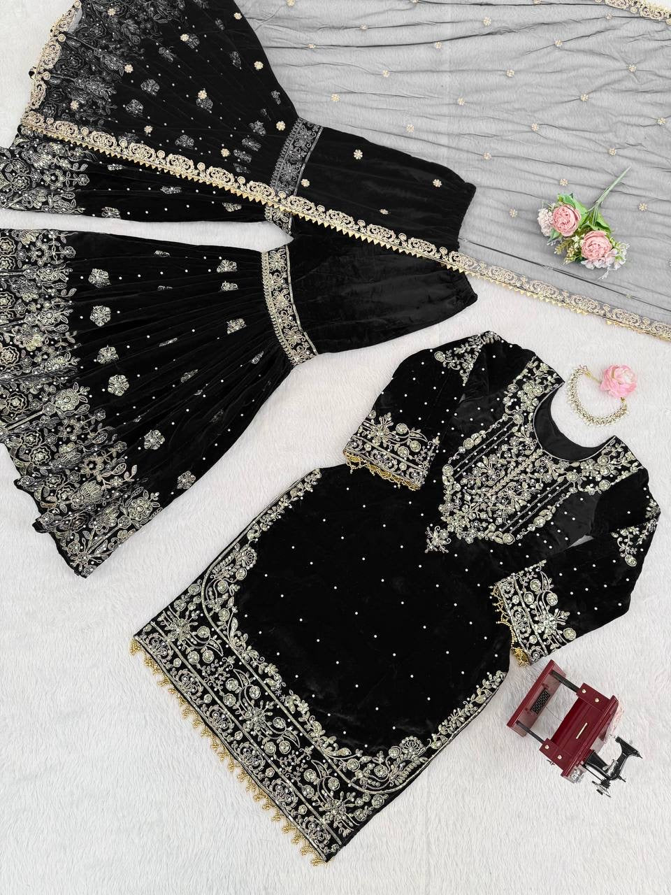 INAYA — Velvet Sharara suit - Laksharaa Sarees