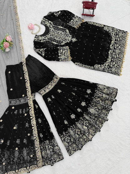 INAYA — Velvet Sharara suit - Laksharaa Sarees