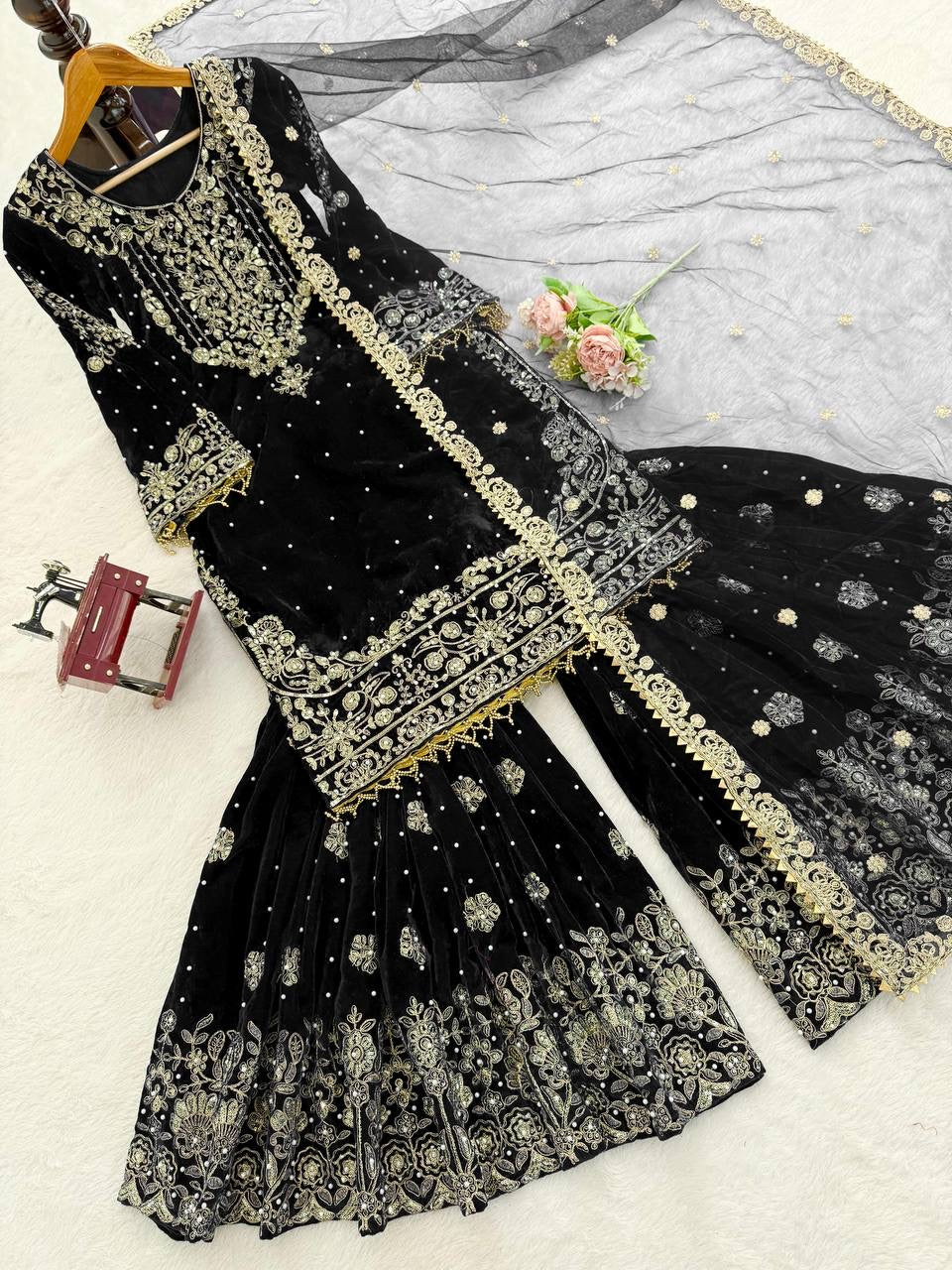 INAYA — Velvet Sharara suit - Laksharaa Sarees