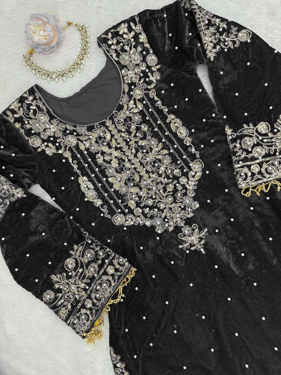 INAYA — Velvet Sharara suit - Laksharaa Sarees