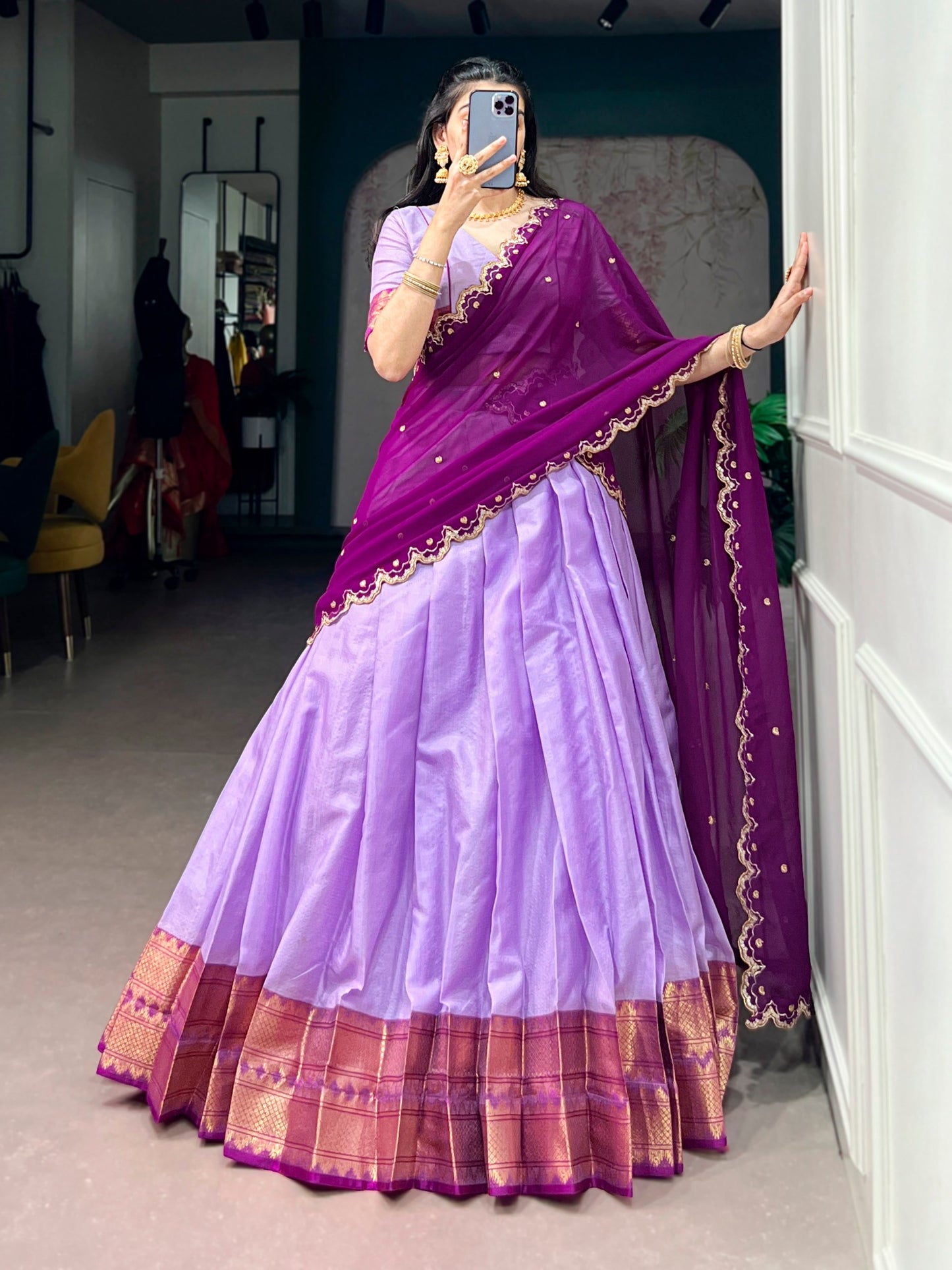 VIYA — Cotton Silk Half Saree Lehenga
