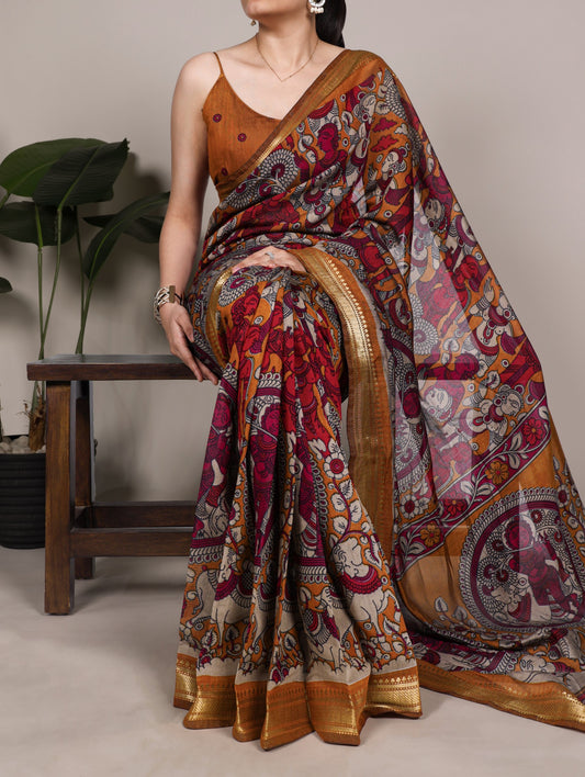 KALAMKARI —  Soft Chanderi Saree