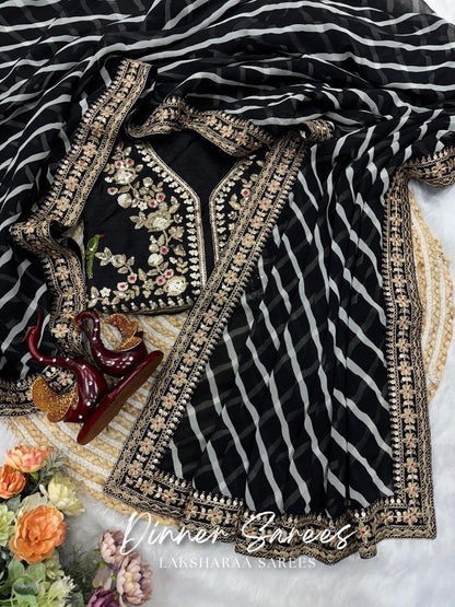 RETRO — Black & White Dinner Saree - Laksharaa Sarees