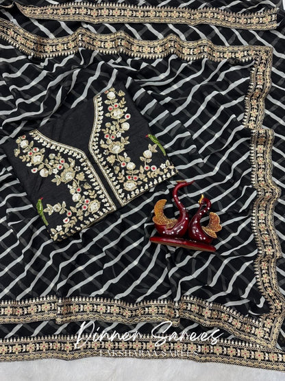 RETRO — Black & White Dinner Saree - Laksharaa Sarees