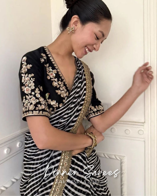 RETRO — Black & White Dinner Saree - Laksharaa Sarees