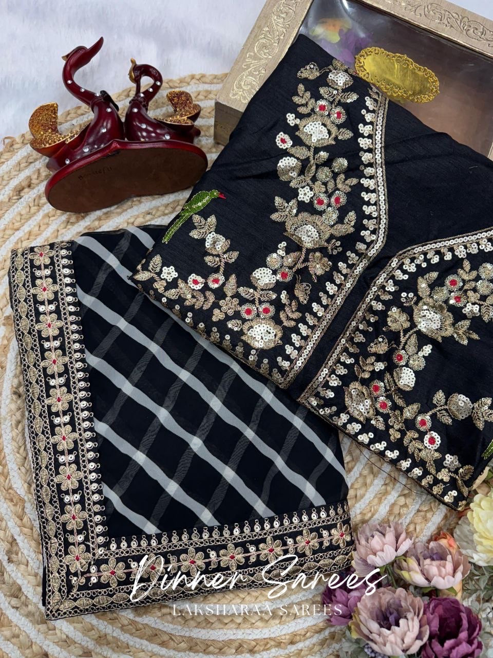 RETRO — Black & White Dinner Saree - Laksharaa Sarees