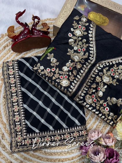 RETRO — Black & White Dinner Saree - Laksharaa Sarees