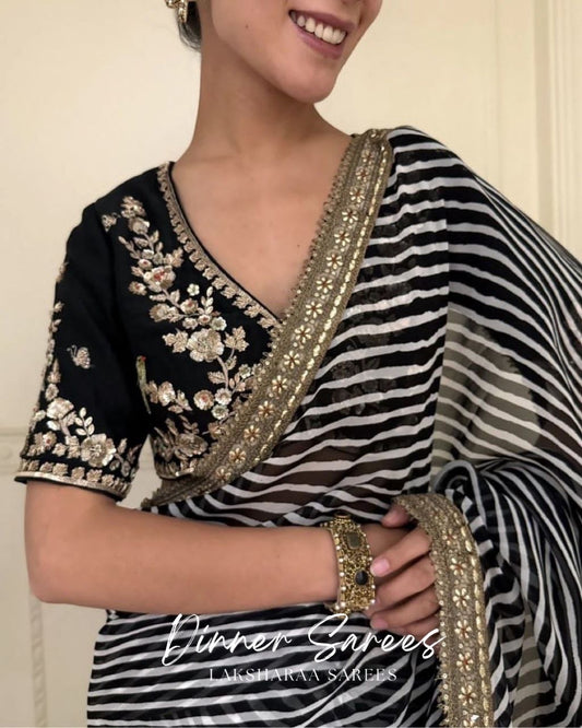 RETRO — Black & White Dinner Saree - Laksharaa Sarees