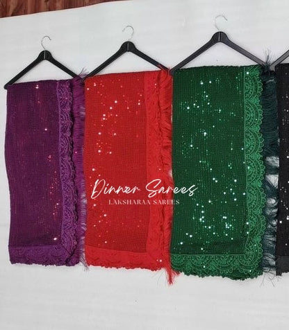 RILEY — Bling Sequin x Tassel Georgette Dinner Saree
