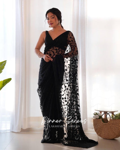 BIANCA — Floral Georgette Net Partywear Saree