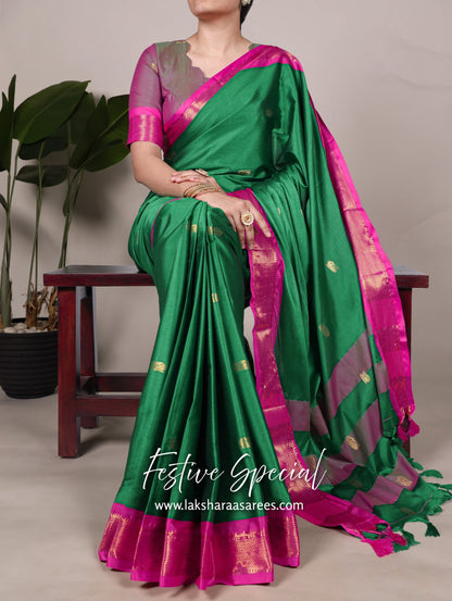 Korvai Cotton Silk Saree x Contrast Border
