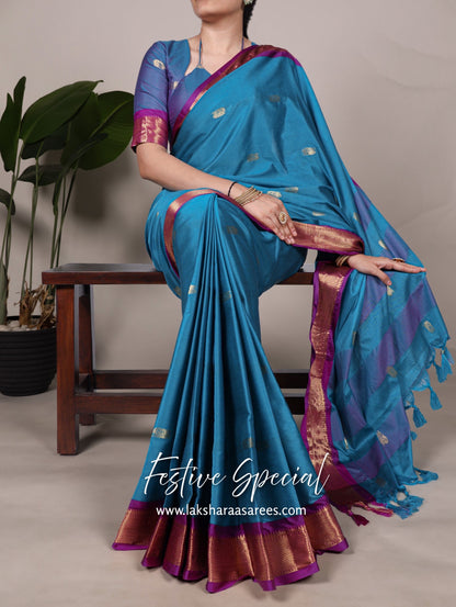 Korvai Cotton Silk Saree x Contrast Border