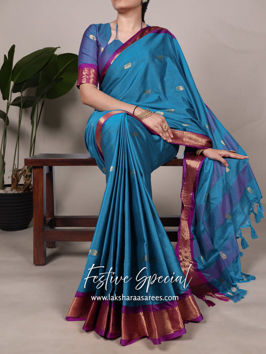 Korvai Cotton Silk Saree x Contrast Border