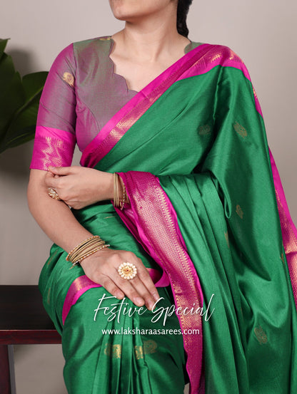 Korvai Cotton Silk Saree x Contrast Border