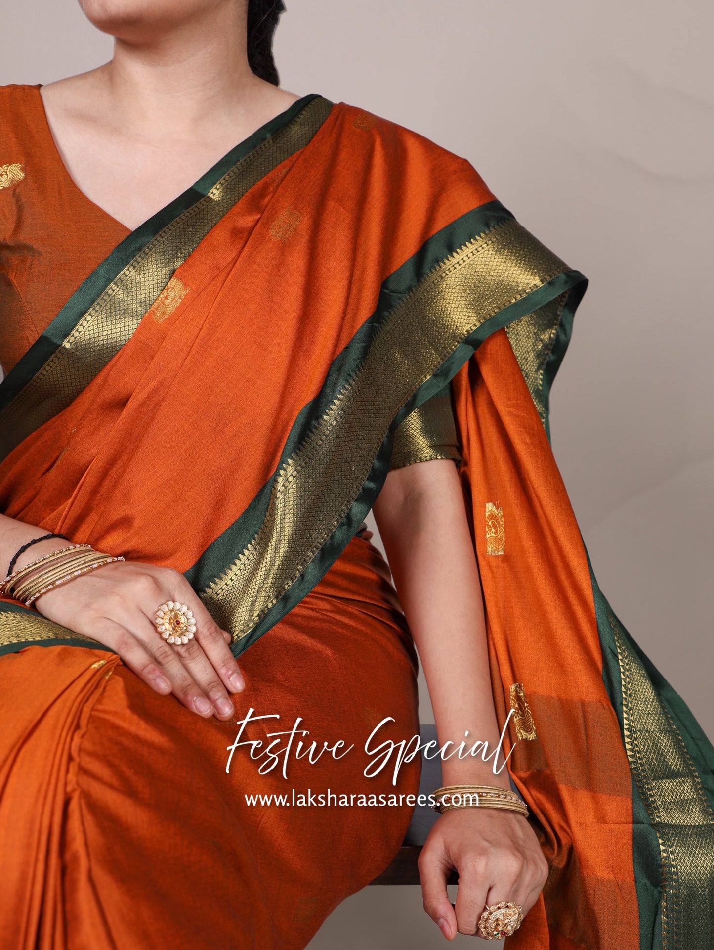 Korvai Cotton Silk Saree x Contrast Border